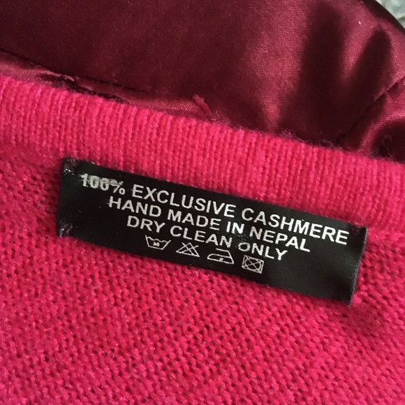 Big! 100% Cashmere Fuchsia Pink Poncho Made in Nepal One Size - Picture 5 of 5